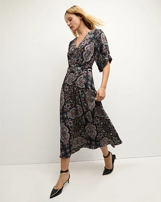 Wyatt Kaleidoscope-Print Dress in Navy Multi | Veronica Beard