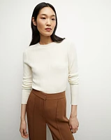 Cheval Merino-Wool Pullover in Ivory | Veronica Beard