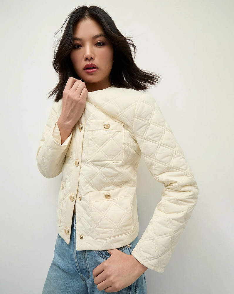 Shalia Quilted Jacket in Ivory | Veronica Beard