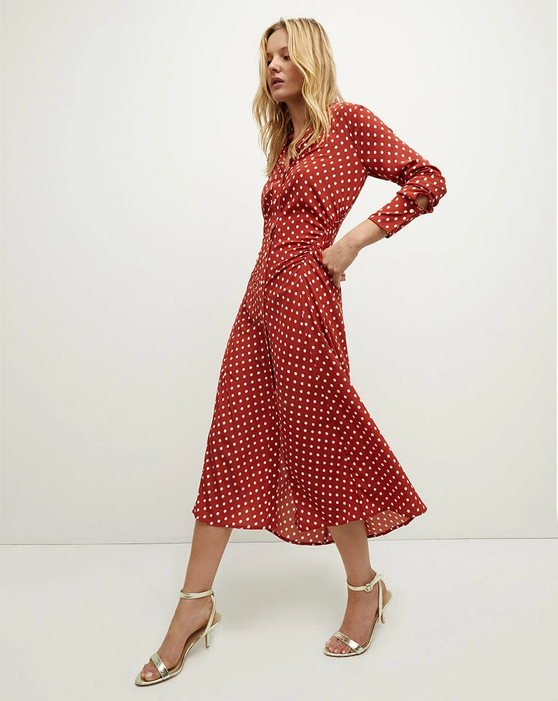 Lex Polka-Dot Dress in Brick Red/Ecru | Veronica Beard