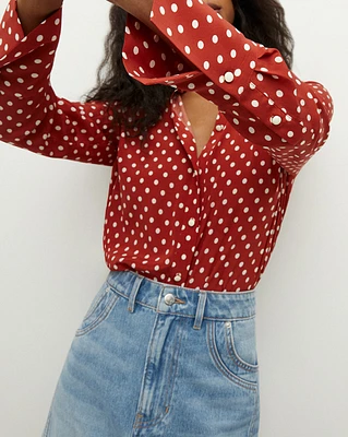 Monique Polka-Dot Top in Brick Red/Ecru | Veronica Beard