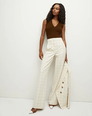 Tonelli Plaid Pant in Ecru/Deep Ochre | Veronica Beard