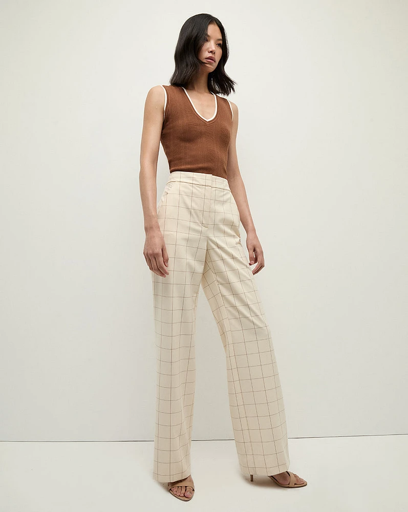 Tonelli Plaid Pant in Ecru/Deep Ochre | Veronica Beard