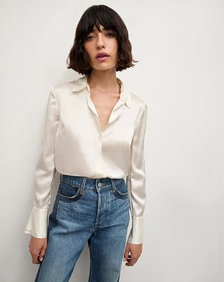 Monique Silk Button-Down Shirt in | Veronica Beard