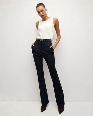 Gracie Belted Denim Pant in Dark Wash | Veronica Beard