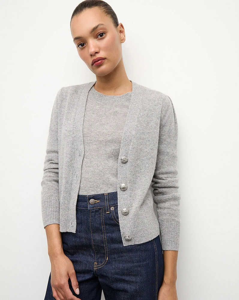 Solene Cashmere Cardigan in Heather Grey | Veronica Beard