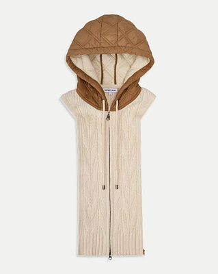 Orine Quilted Hoodie Dickey in Ivory & Brown | Veronica Beard