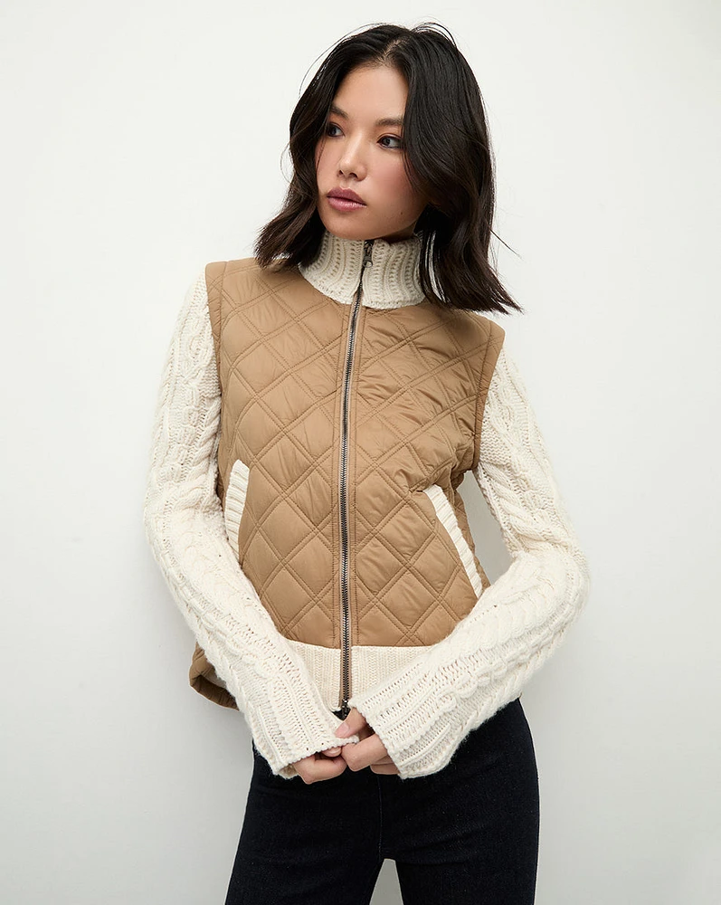 Patra Mixed-Media Jacket in Russet/Ivory | Veronica Beard