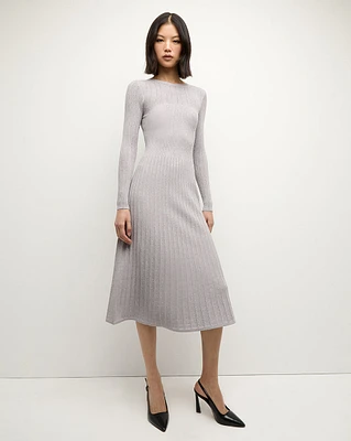 Nami Midi Sweater Dress in Silver | Veronica Beard