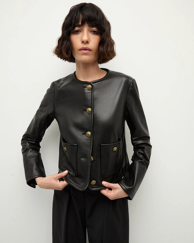 Andrea Leather Jacket in Black | Veronica Beard