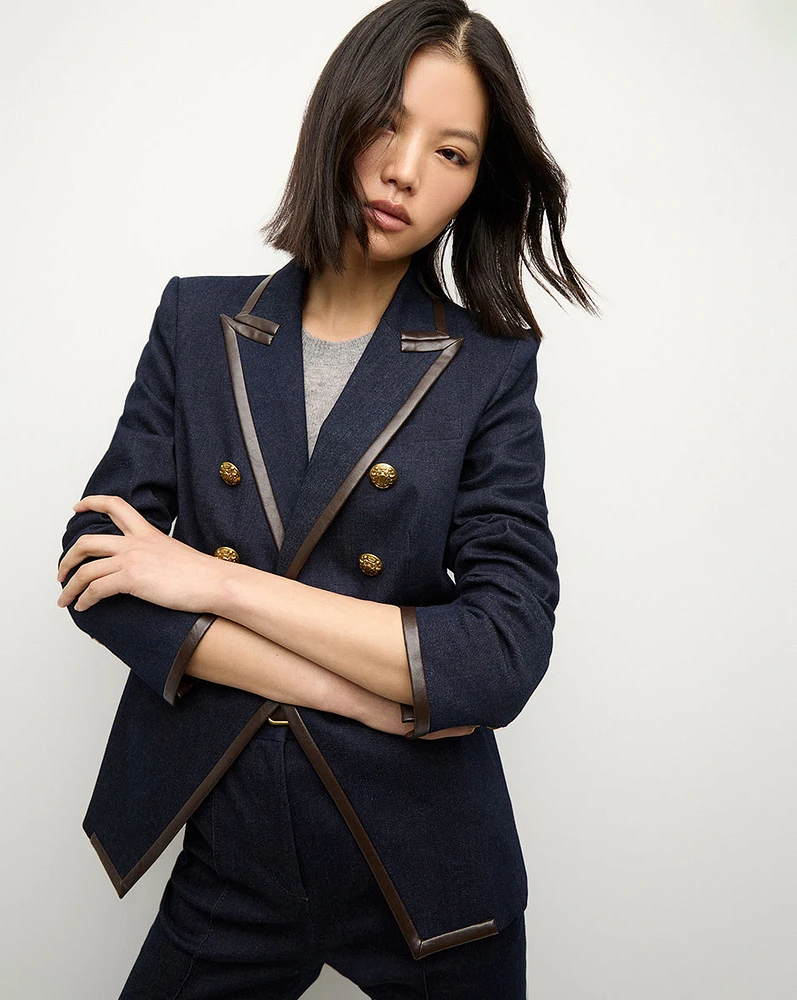 Miller Denim Blazer Dickey Jacket in Dark Wash | Veronica Beard