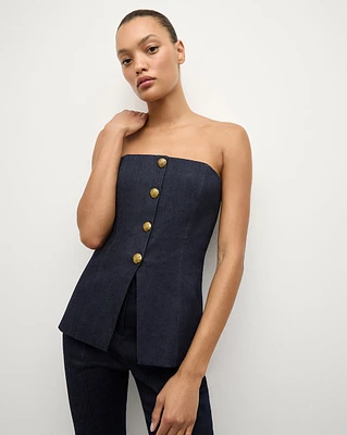 Forman Denim Bustier Top in Dark Wash | Veronica Beard