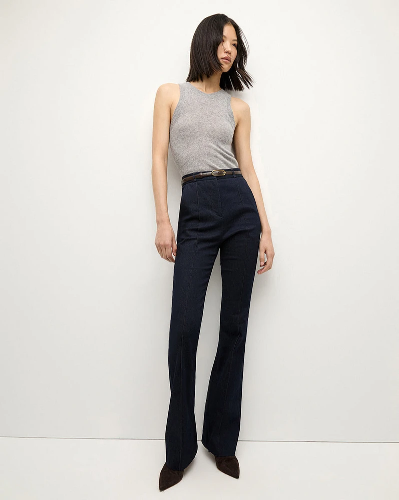 Gracie Belted Denim Pant in Dark Wash | Veronica Beard