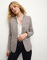 Katie Plaid Dickey Jacket in Oat, Pink & Red Check | Veronica Beard