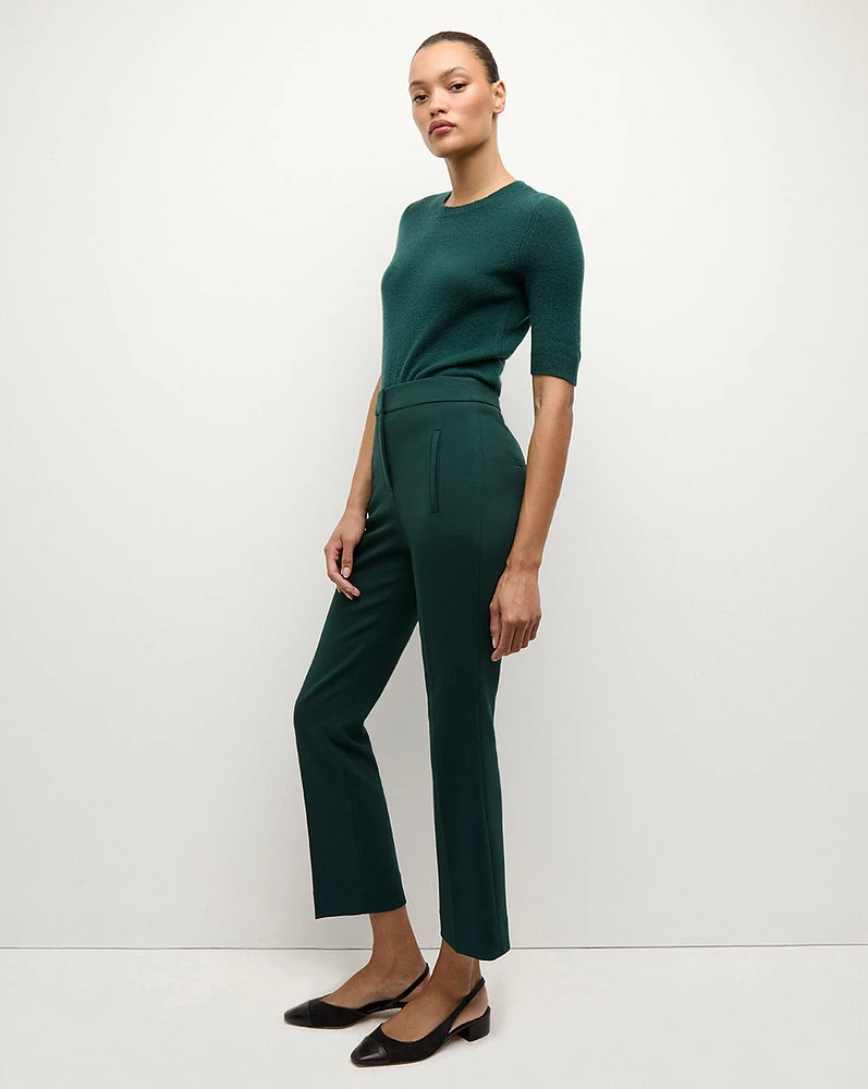 Arte High Waisted Pant in Dark Green | Veronica Beard