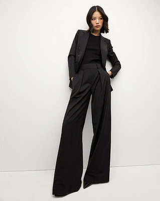 Sonia Wide Leg Tailored Pant in Black | Veronica Beard