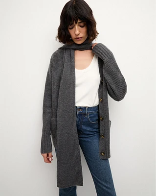 Annalise Merino Cashmere Cardigan in Charcoal | Veronica Beard