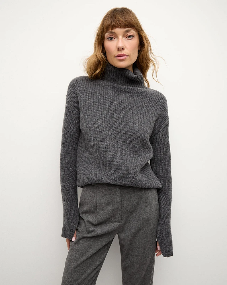 Matilda Merino Wool Turtleneck in Charcoal | Veronica Beard