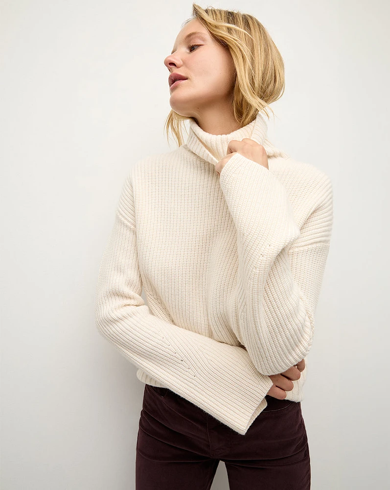 Matilda Merino Wool Turtleneck in Ecru | Veronica Beard