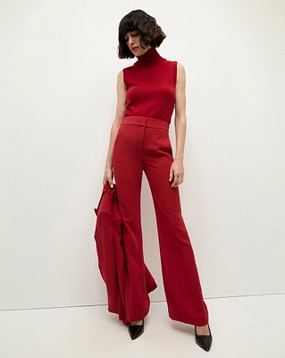 Lebone High Waist Flare Pant in Crimson Red | Veronica Beard