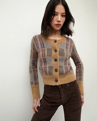 Jacira Plaid Cardigan in Russet-Multi | Veronica Beard