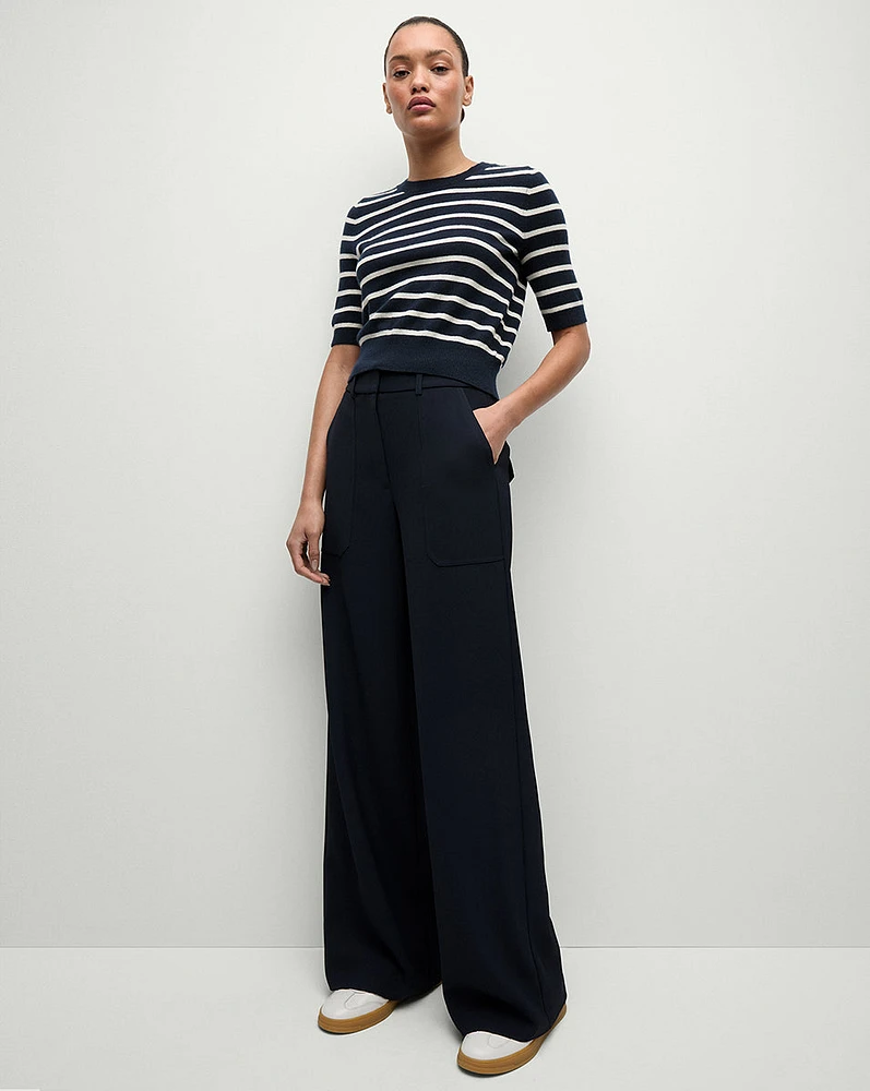 Cole Wide-Leg Pant in Navy | Veronica Beard