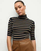 Katrina Merino-Wool Sweater in Navy/Khaki | Veronica Beard