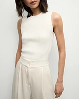 Sid Sleeveless Crew-Neck Pullover in Off-White | Veronica Beard