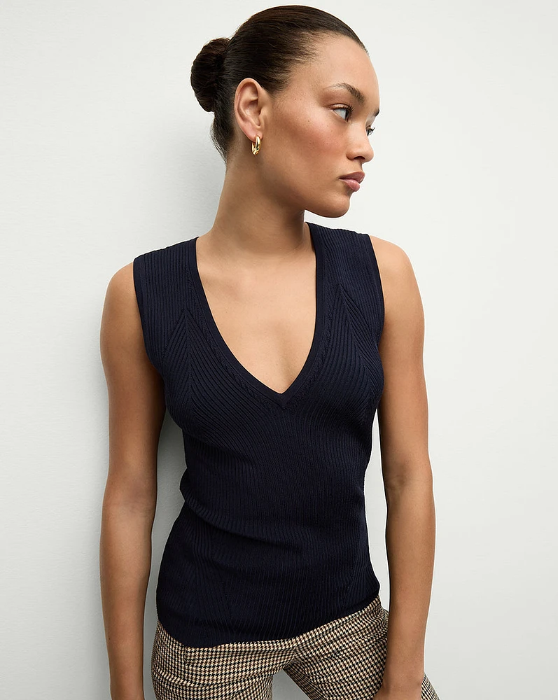 Sid Sleeveless Pullover in Navy | Veronica Beard