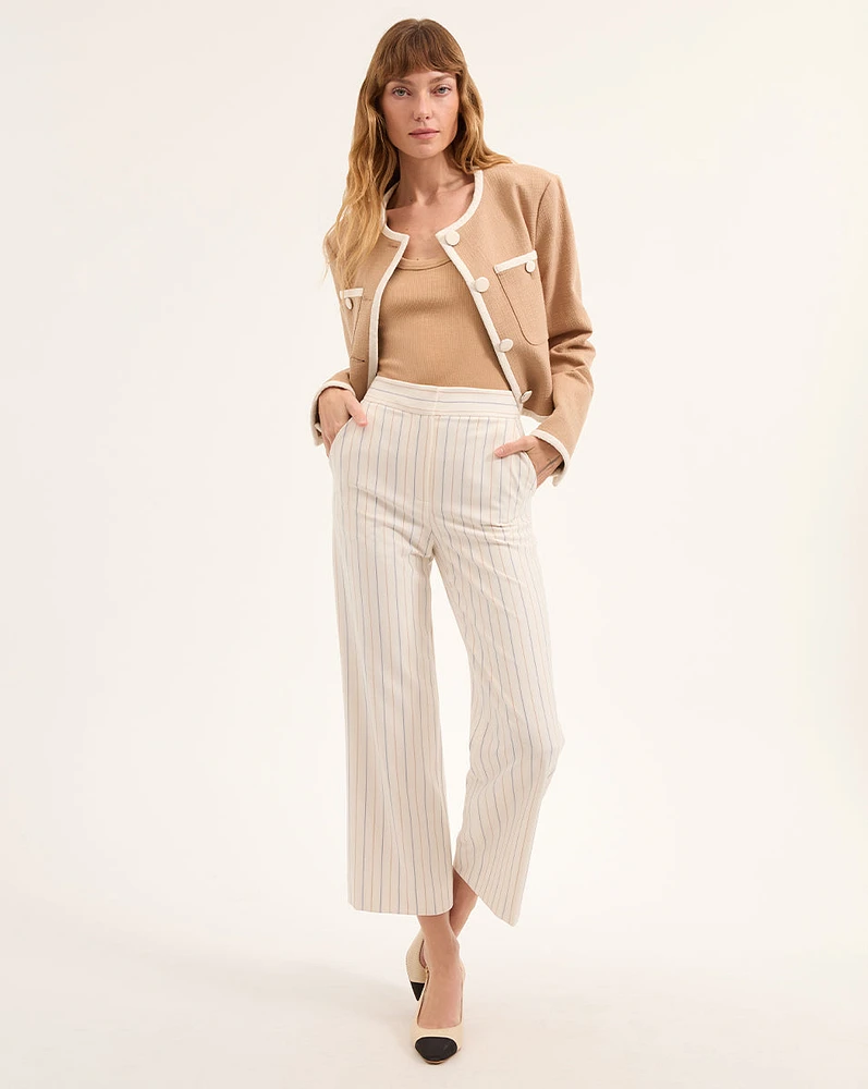 Brixton Pinstriped Pant in Dove Multi | Veronica Beard