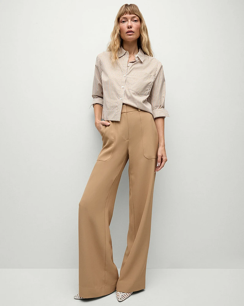 Cole Wide-Leg Pant in Khaki | Veronica Beard