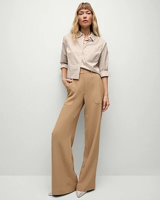 Cole Wide-Leg Pant in Khaki | Veronica Beard