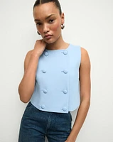 Drexley Cropped Vest in Light Blue | Veronica Beard