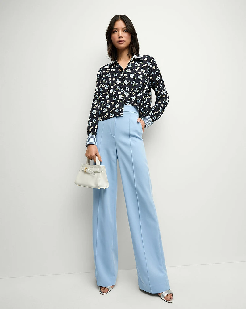 Edia Wide-Leg Pants in Light Blue | Veronica Beard