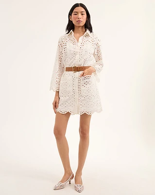 Sumatra Cotton Eyelet Dress in Off-White | Veronica Beard