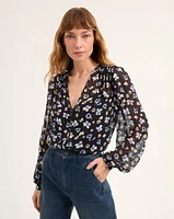 Alec Floral Blouse in Navy Multi | Veronica Beard