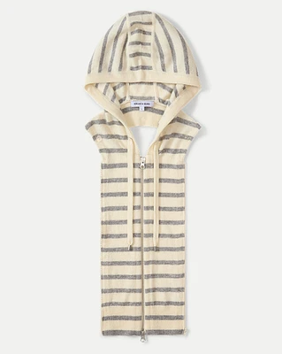 Cashmere Hoodie Dickey in Ivory & Grey Stripes | Veronica Beard