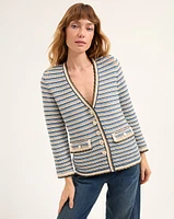 Ceriani Knit Jacket in Navy Multi | Veronica Beard