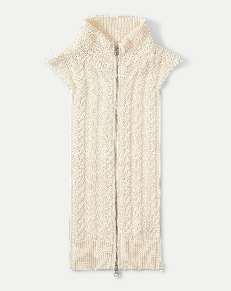 Zander Cable-Knit Dickey Insert in Dove | Veronica Beard