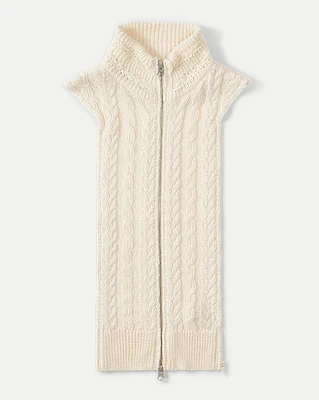 Zander Cable-Knit Dickey Insert in Dove | Veronica Beard