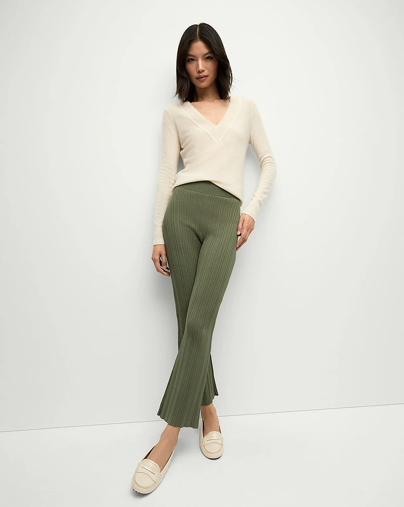 Massaro Knitted Pants in Khaki Green | Veronica Beard