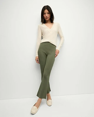 Massaro Rib-Knit Pant in Stone Army | Veronica Beard