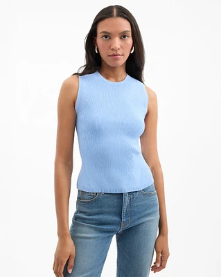 Sid Crew-Neck Knit Tank Top in Blue Sky | Veronica Beard