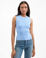 Sid Crew-Neck Knit Tank Top in Blue Sky | Veronica Beard