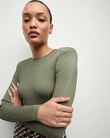 Acara Ribbed Pullover in Khaki | Veronica Beard