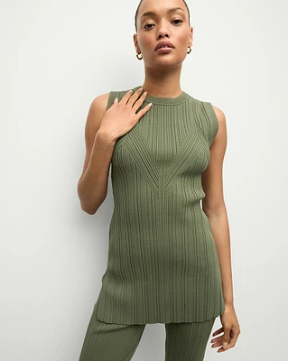 Semma Rib-Knit Tank in Stone Army | Veronica Beard