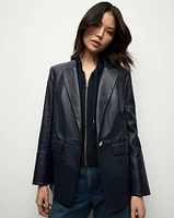 Vega Leather Dickey Jacket in Navy | Veronica Beard