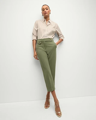 Renzo Cropped Pants in Stone Army Green | Veronica Beard