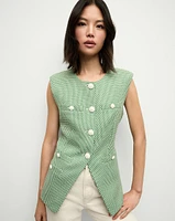 Tamara Tailored Vest in Green & Cream | Veronica Beard