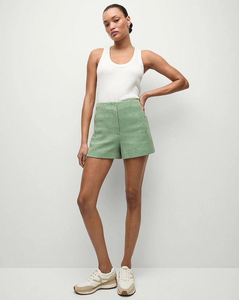 Jazmin Tailored Short in Green & Cream | Veronica Beard